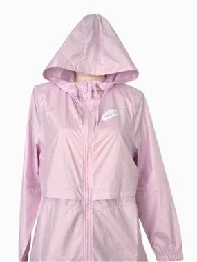 Nike Pink Hooded Windbreaker Jacket Sz M(5-6)